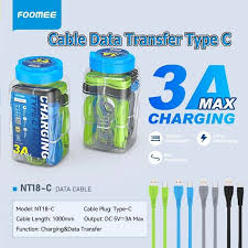 Foomee NT-18-C Type-C cable, Best Type-C charging cable Nigeria, Fast charging Type-C cable Abuja, Foomee Type-C USB cable online, Durable Type-C charger cable, Affordable Foomee cable, Original Foomee Type-C cord.